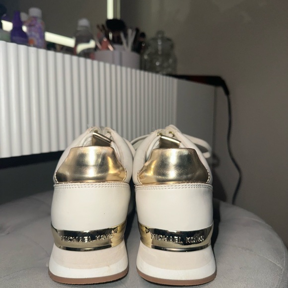 Michael Kors White and Gold Glitter Sneakers - Picture 3 of 3